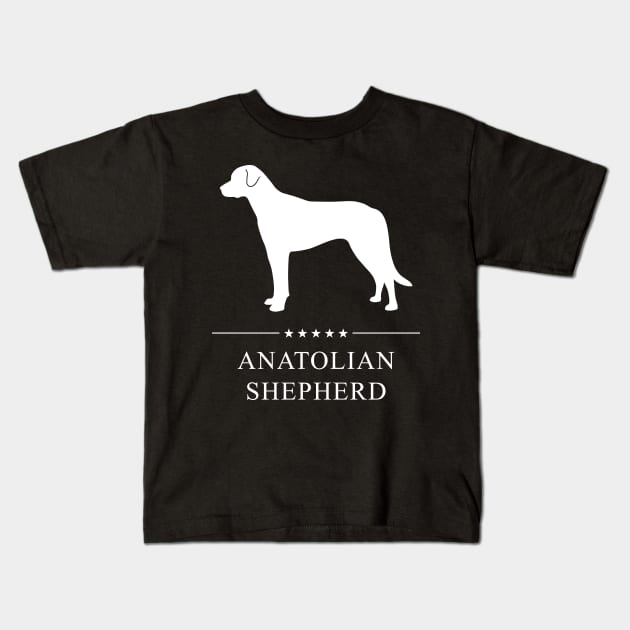 Anatolian Shepherd Dog White Silhouette Kids T-Shirt by millersye